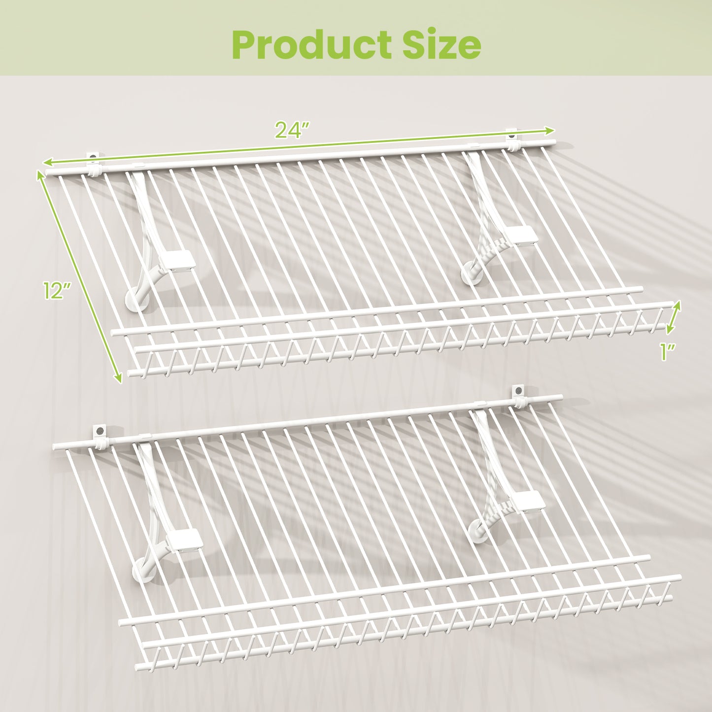Closet Shelves Wall Mounted Set of 2 Metal Wire Shoe Racks