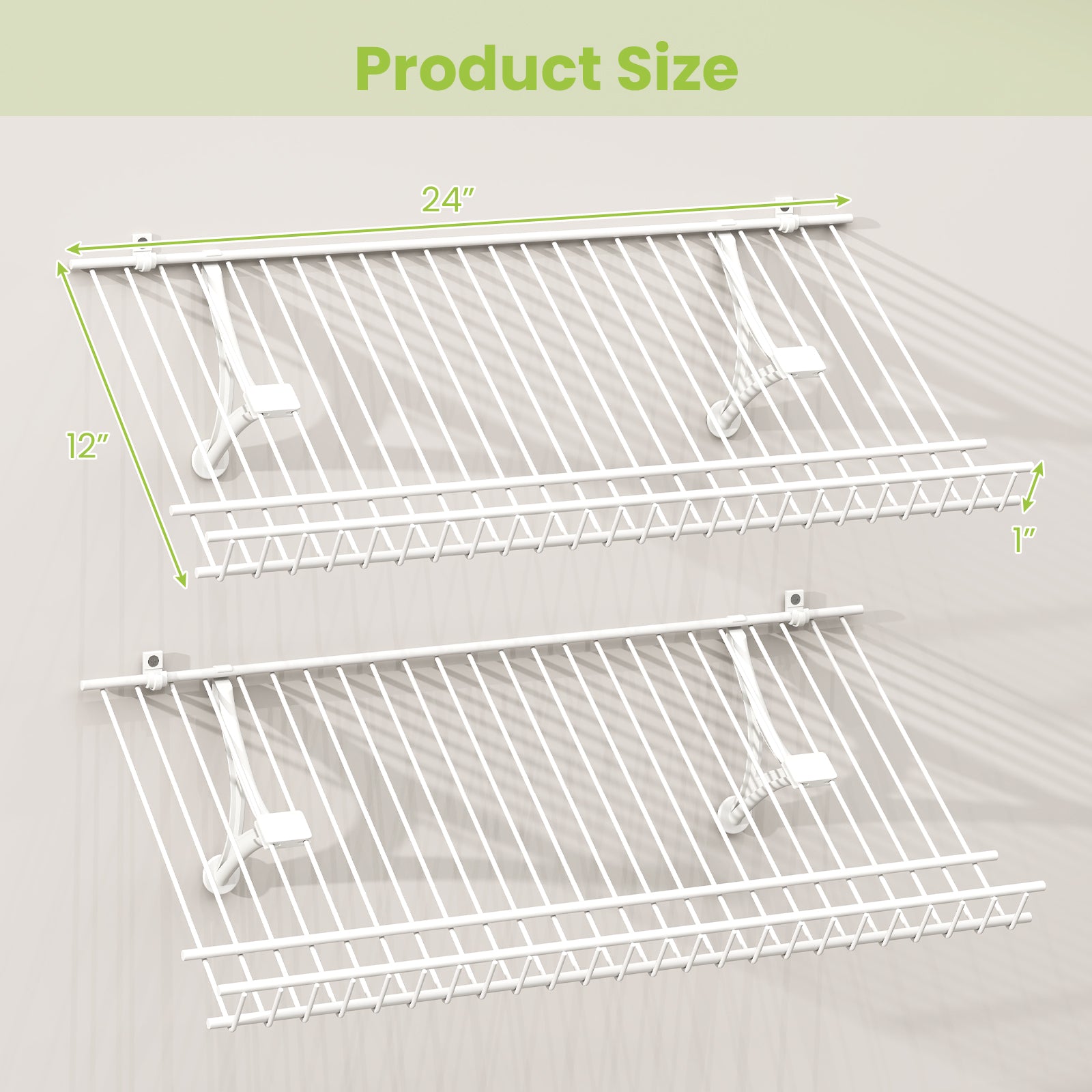 Closet Shelves Wall Mounted Set of 2 Metal Wire Shoe Racks