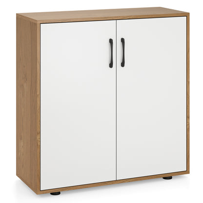 Coffee Bar Cabinet with 5-Position Adjustable Shelf for Living Room Dining Room-Natural