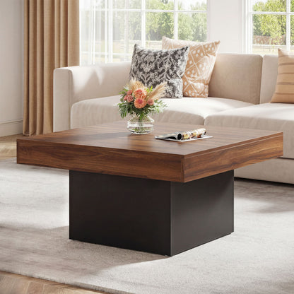 Coffee Table Accent Table with LED Lights and Dynamic Modes-Rustic Brown