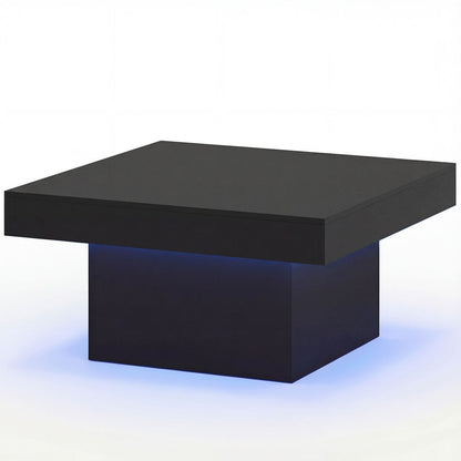 Coffee Table Accent Table with LED Lights and Dynamic Modes-Black