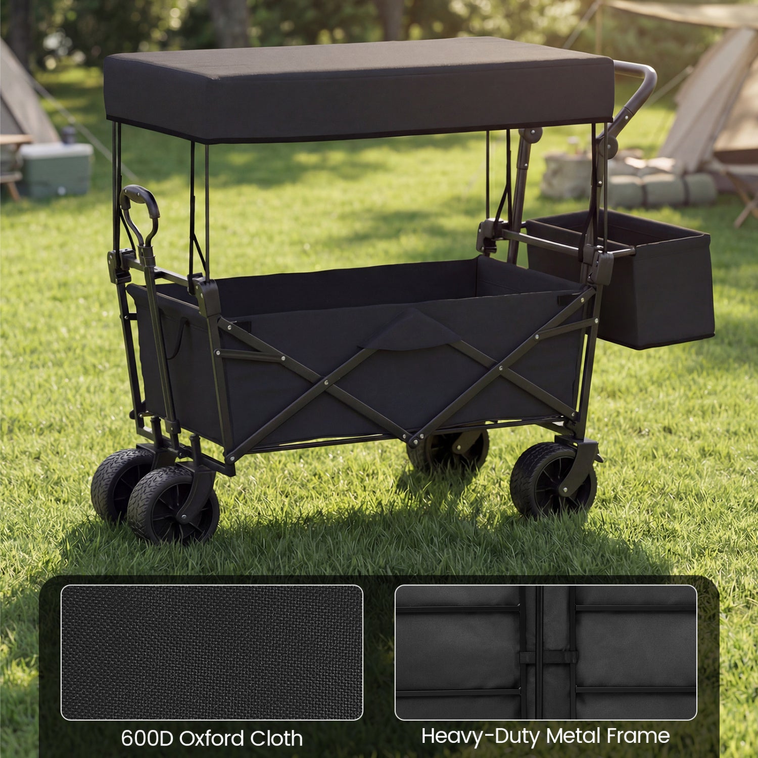 Collapsible Wagon with Removable Canopy and Detachable Storage Bag