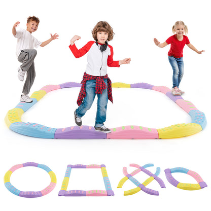 Colorful Kids Wavy Balance Beam with Textured Surface and Non-slip Foot Pads