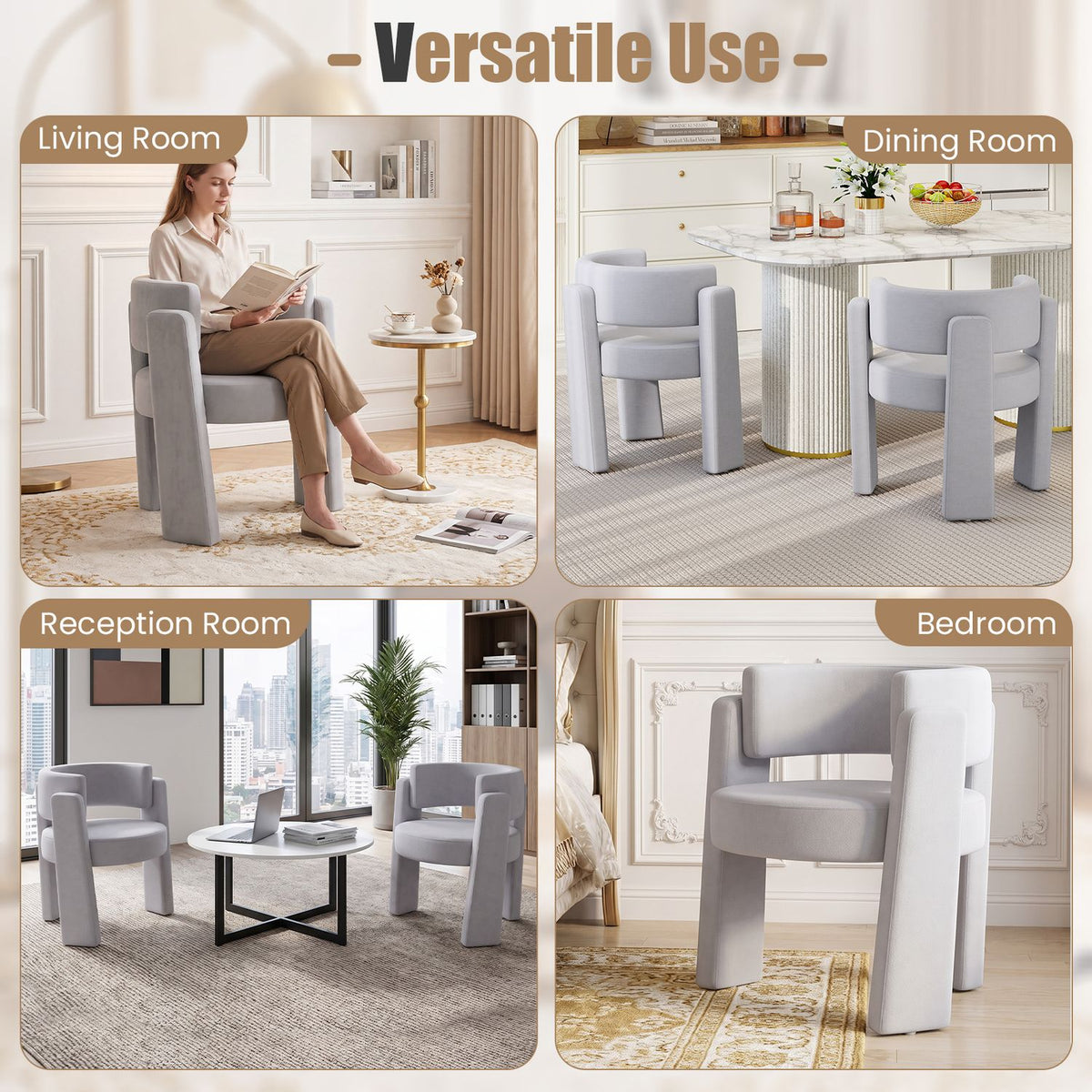 Comfy Upholstered Armchair Modern Velvet Barrel Accent Chair