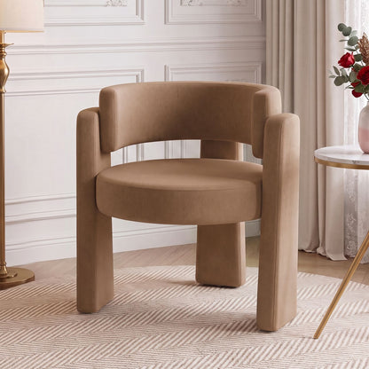 Comfy Upholstered Armchair Modern Velvet Barrel Accent Chair