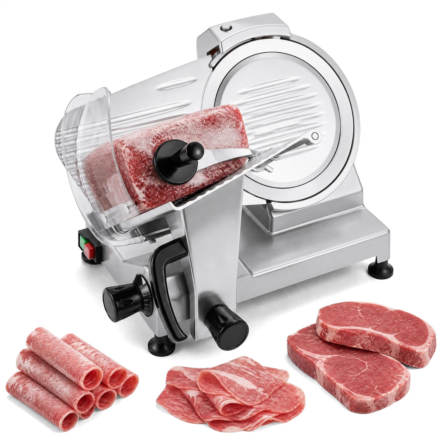 Commercial Meat Slicer with 10" Blade & Adjustable Thickness