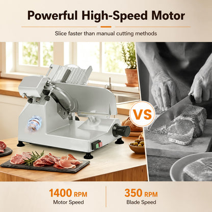 Commercial Meat Slicer with 10" Blade & Adjustable Thickness