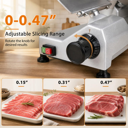 Commercial Meat Slicer with 10" Blade & Adjustable Thickness