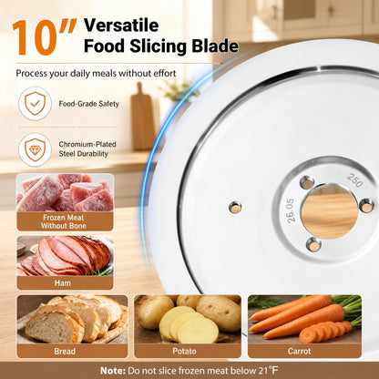 Commercial Meat Slicer with 10" Blade & Adjustable Thickness