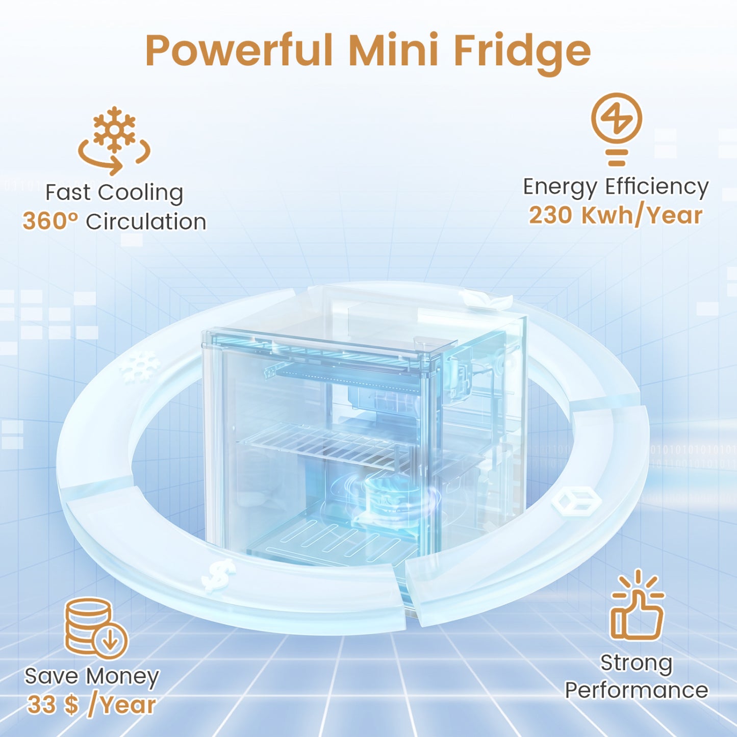 Compact Mini Fridge with 7-Level Thermostat - 1.7 Cu Ft