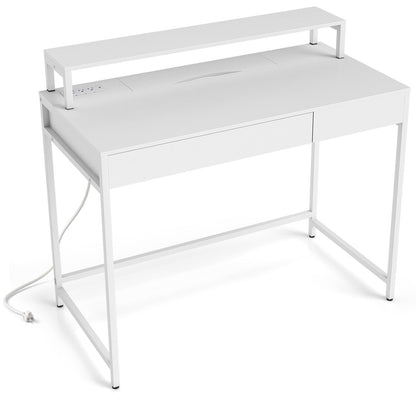 Compact Office Desk with Removable Monitor Shelf & Drawer