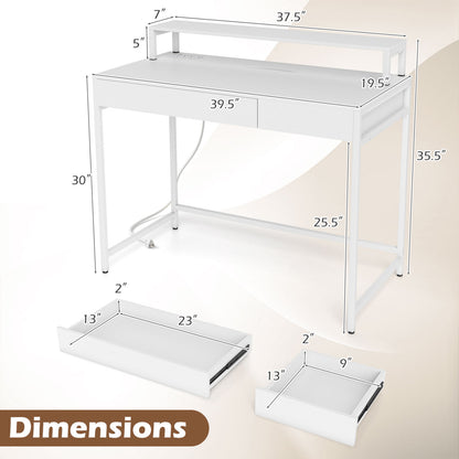 Compact Office Desk with Removable Monitor Shelf & Drawer