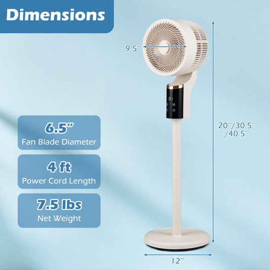 Compact Oscillating Standing Fan with 70° Oscillation and 90° Tilt for Home Office