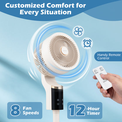 Compact Oscillating Standing Fan with 70° Oscillation and 90° Tilt for Home Office