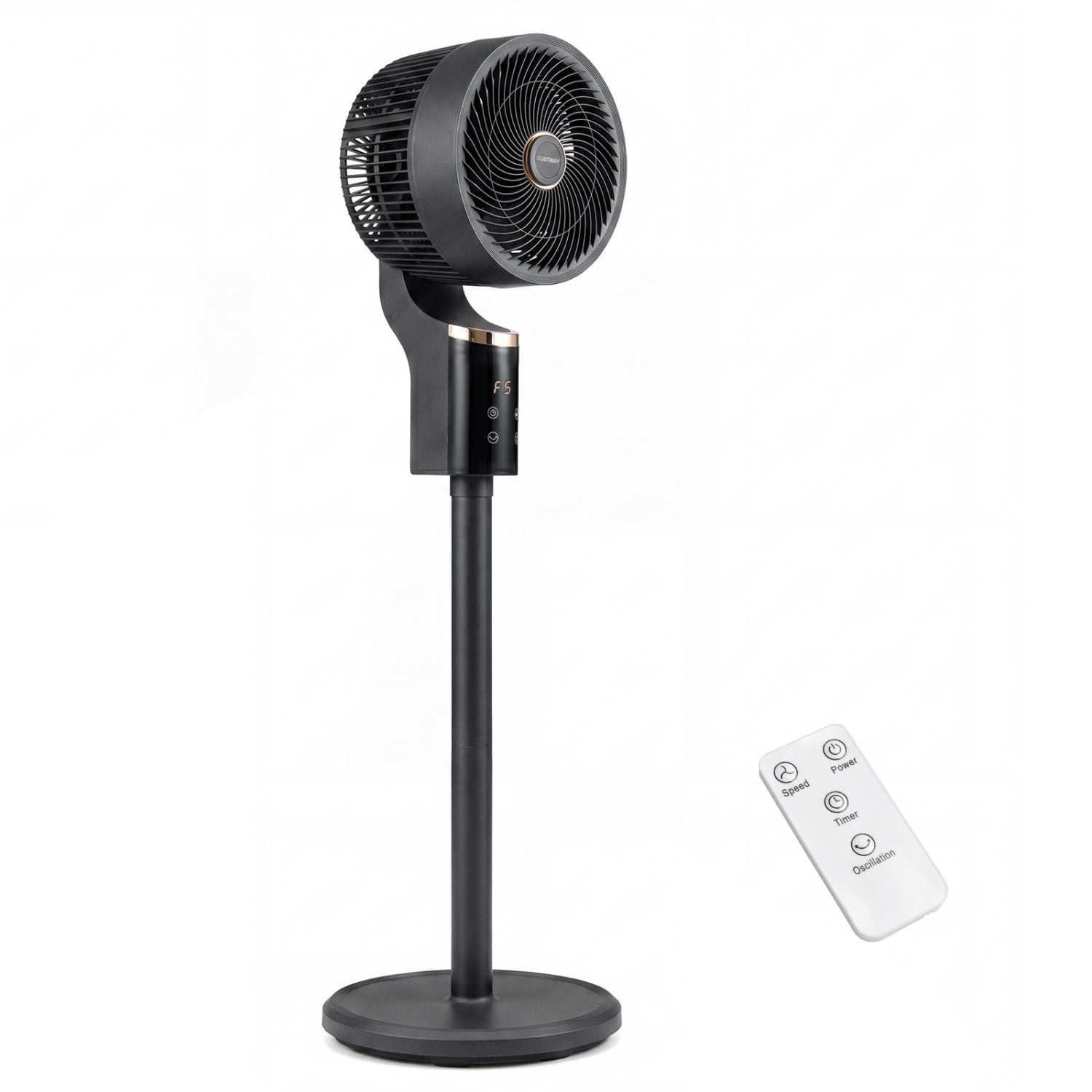 Compact Oscillating Standing Fan with 70° Oscillation and 90° Tilt for Home Office