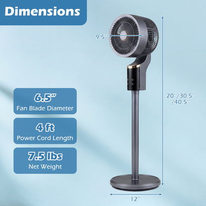 Compact Oscillating Standing Fan with 70° Oscillation and 90° Tilt for Home Office
