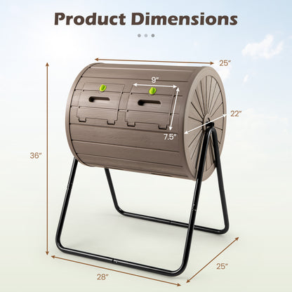 Compost Tumbler 37.5 Gallon Large Outdoor Compost Bin-Coffee
