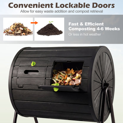 Compost Tumbler 37.5 Gallon Large Outdoor Compost Bin-Black