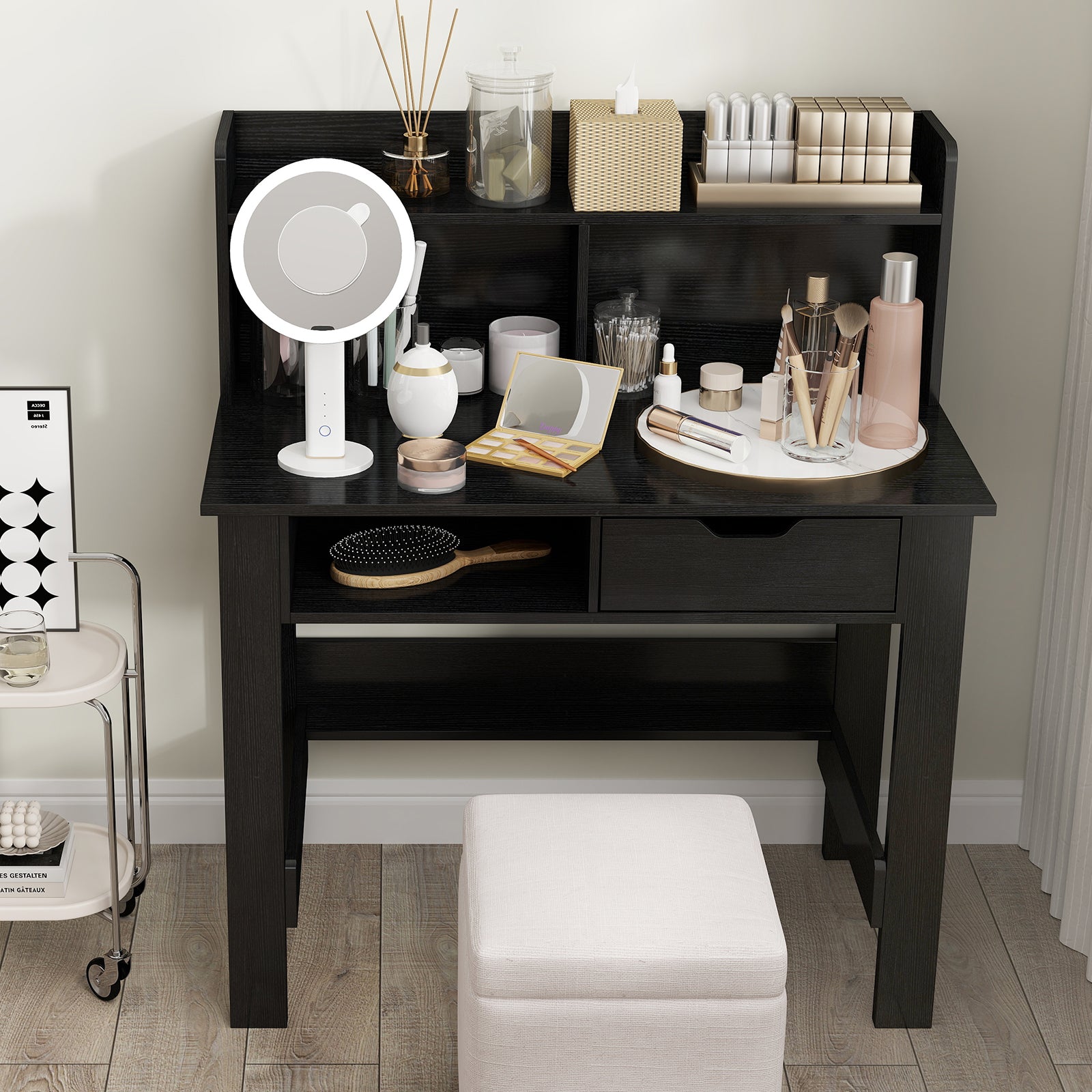 Computer Desk with Power Outlets USB Ports and Type-C-Black