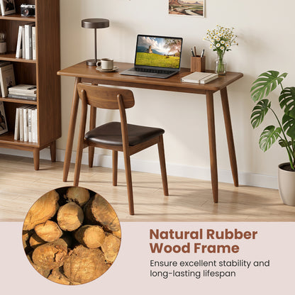 Writing Desk with Rubber Wood Legs and Spacious Tabletop