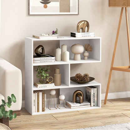 Concave Bookshelf with 3 Open Shelves and Anti-Tip Device