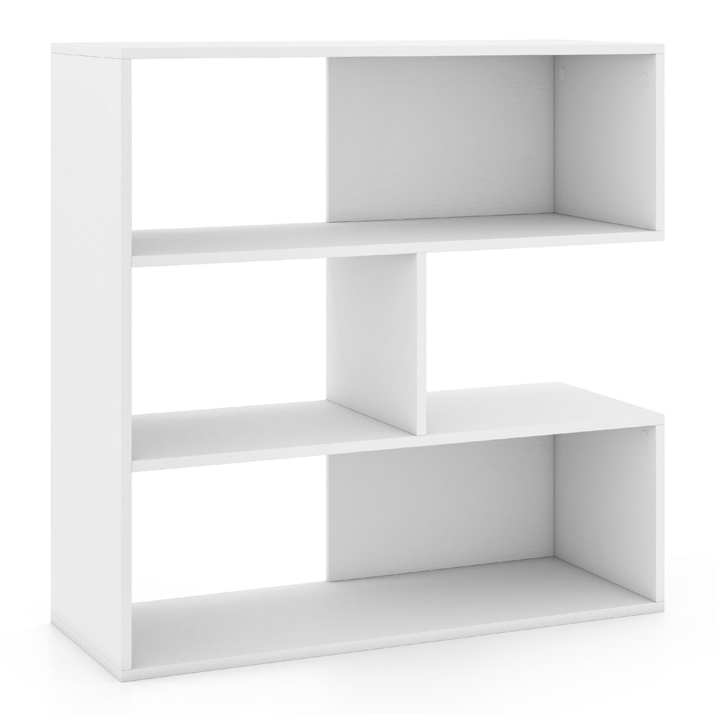 Concave Bookshelf with 3 Open Shelves and Anti-Tip Device