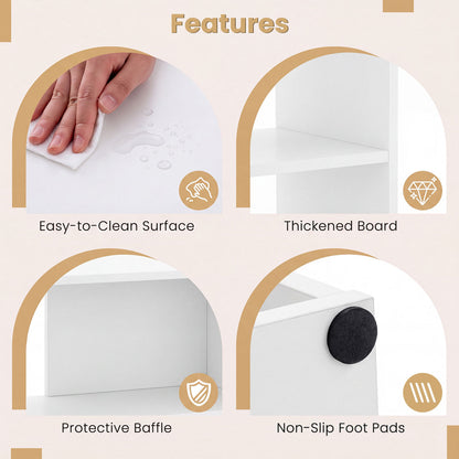 Concave Bookshelf with 3 Open Shelves and Anti-Tip Device