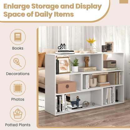 Geometric Bookshelf Set with 3 Open Shelves and Anti-Tip