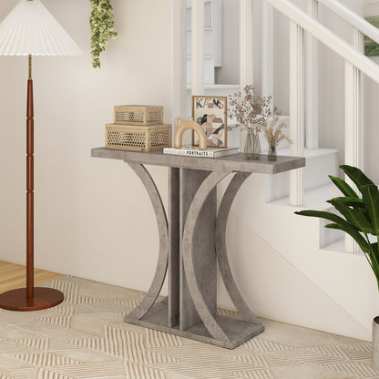 Console Table 39.5 Inch Rectangular Entryway Table with Geometric Frame-Gray