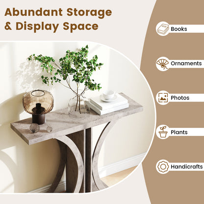 Console Table 39.5 Inch Rectangular Entryway Table with Geometric Frame-Gray