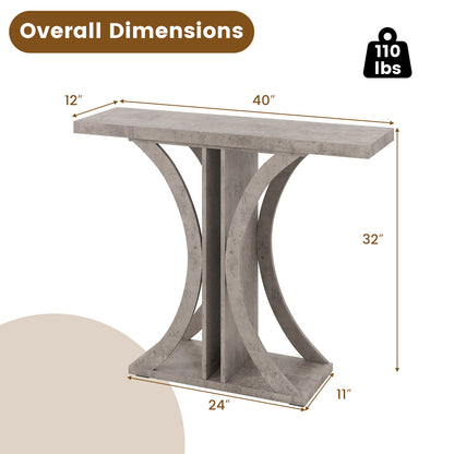 Console Table 39.5 Inch Rectangular Entryway Table with Geometric Frame-Gray