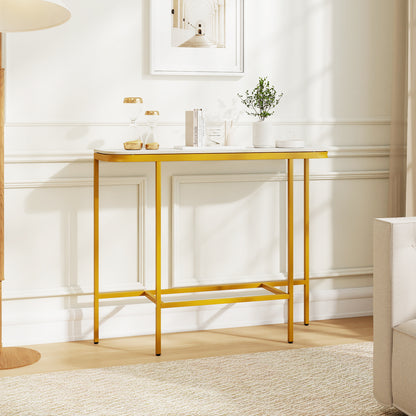 Console Table 44-Inch Entryway Table with Faux Marble Tabletop and Heavy-Duty Metal Frame
