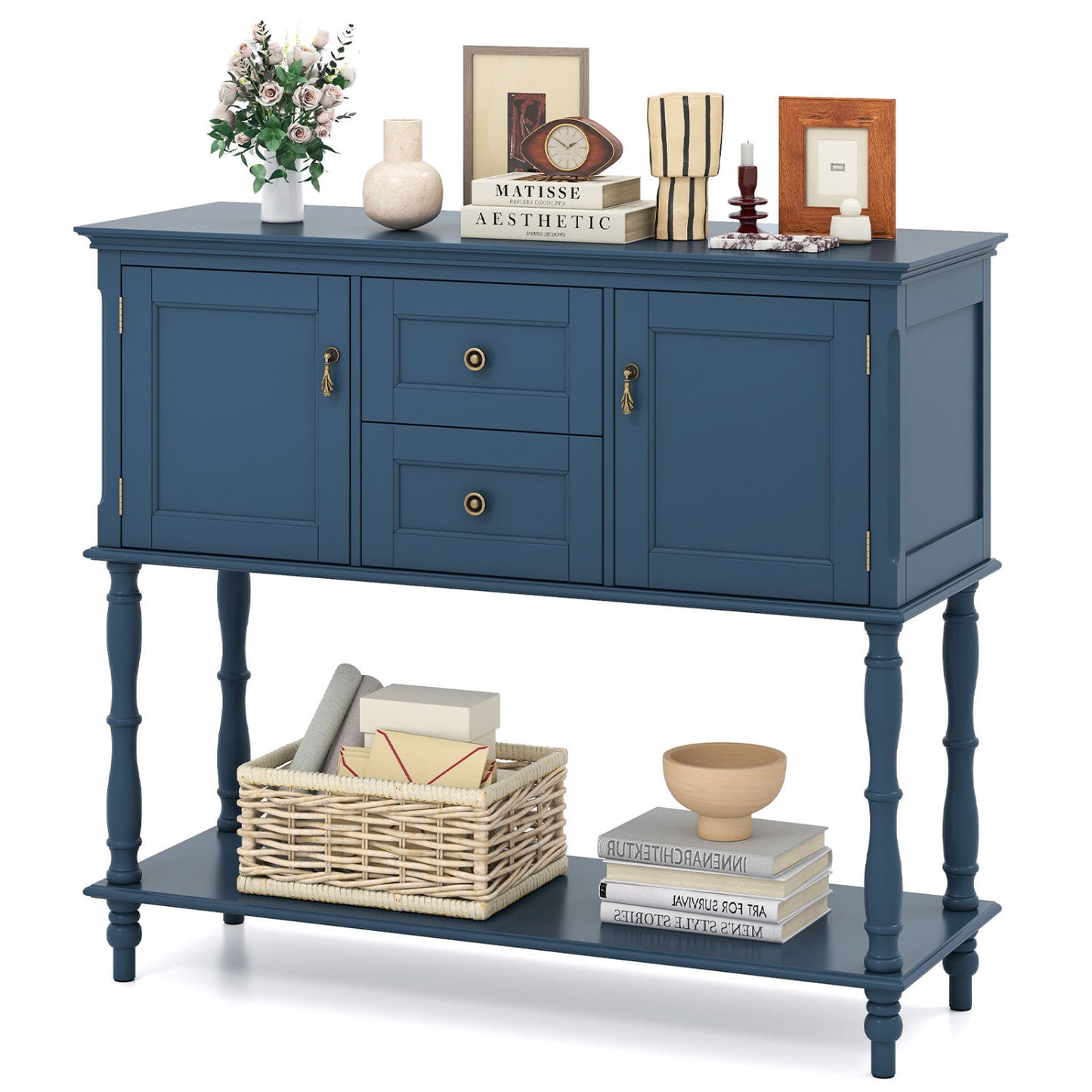 Console Table with 2 Drawers and Storage Cabinets