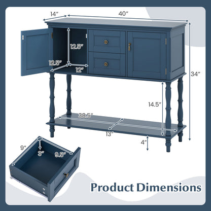 Console Table with 2 Drawers and Storage Cabinets