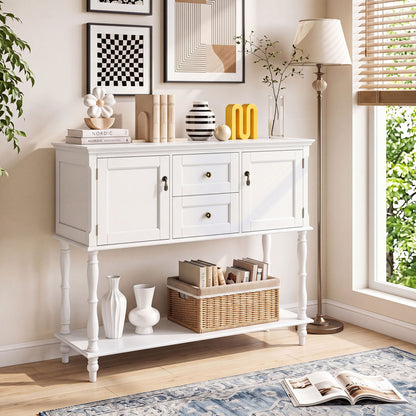 Console Table with 2 Drawers and Storage Cabinets