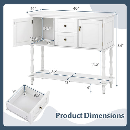 Console Table with 2 Drawers and Storage Cabinets