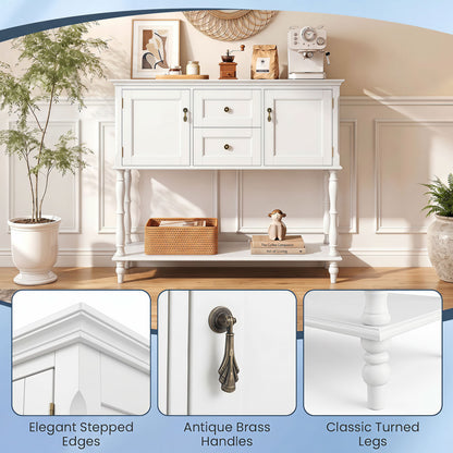 Console Table with 2 Drawers and Storage Cabinets