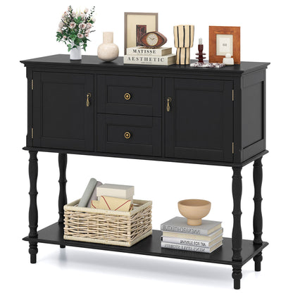 Console Table with 2 Drawers and Storage Cabinets