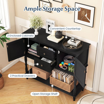 Console Table with 2 Drawers and Storage Cabinets