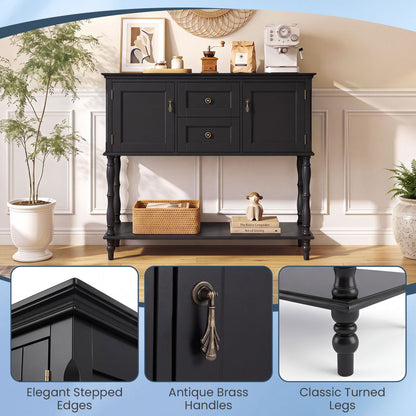 Console Table with 2 Drawers and Storage Cabinets