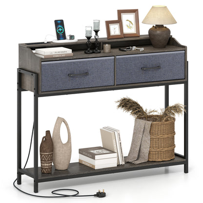 Console Table with Charging Station & 2 Drawers 110cm