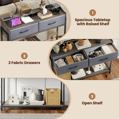 Console Table with Charging Station & 2 Drawers 110cm