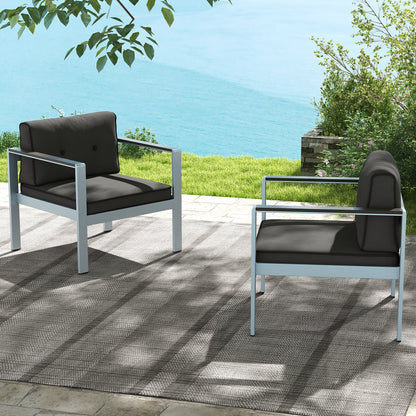 Contemporary Sofa Chair with WPC Armrests and Back Cushions-Gray