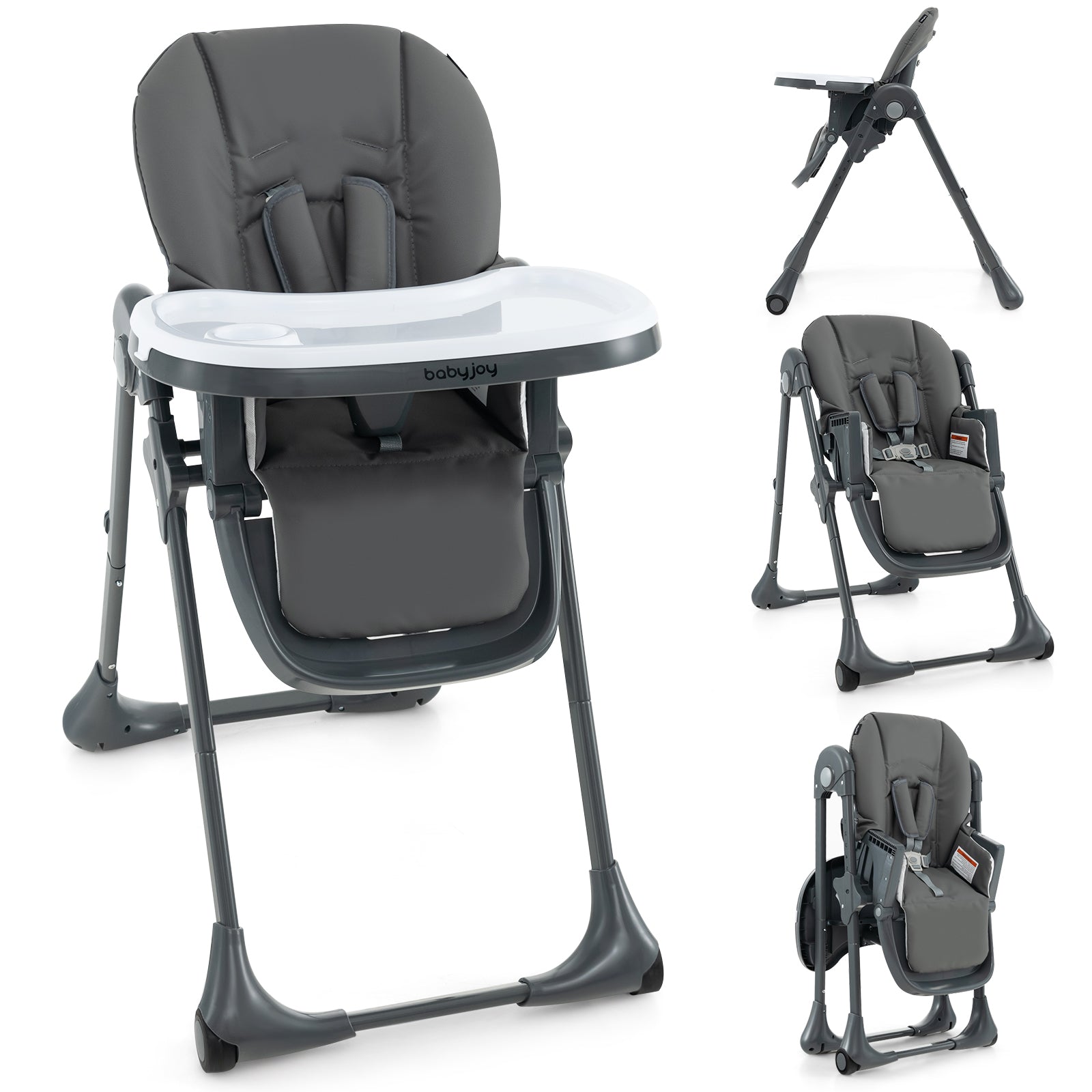 3-In-1 Convertible Baby High Chair for Toddlers-Purple - Dark Gray