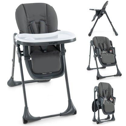 3-In-1 Convertible Baby High Chair for Toddlers-Purple - Dark Gray
