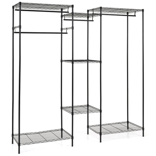 Convertible Clothes Organizer with L-shape and Horizontal Installation-Black