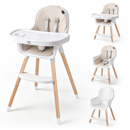 Convertible High Chair with 5-Point Harness - Beige