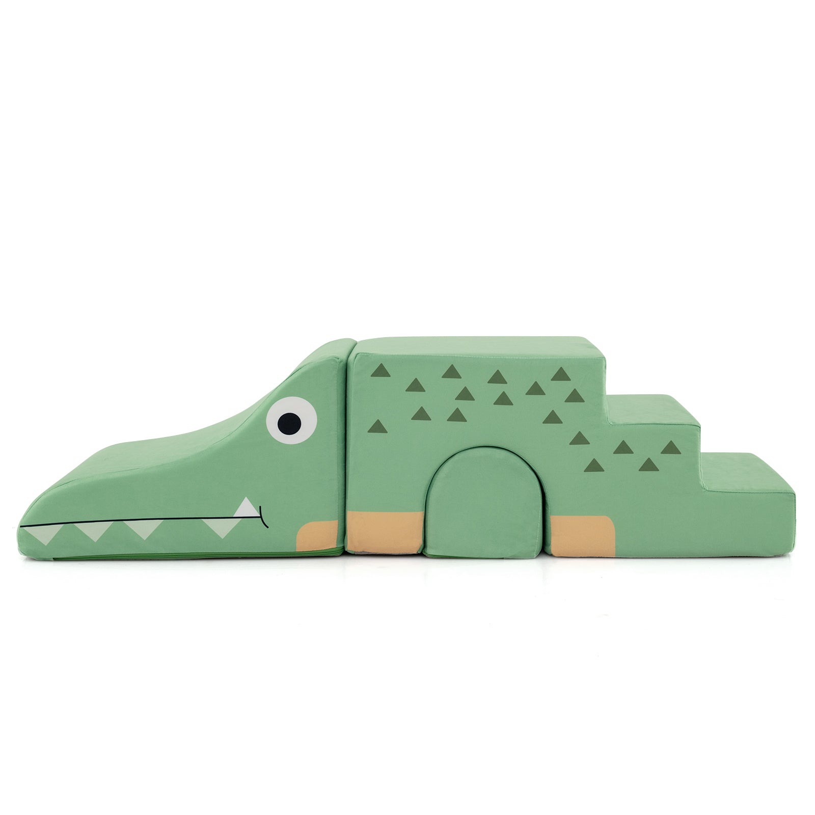 Convertible Kids Play Couch Sofa with Removable Velvet Covers-Green