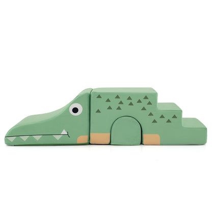 Convertible Kids Play Couch Sofa with Removable Velvet Covers-Green