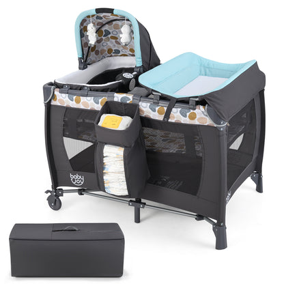 4-in-1 Convertible Portable Baby Playard Newborn Napper with Music and Toys